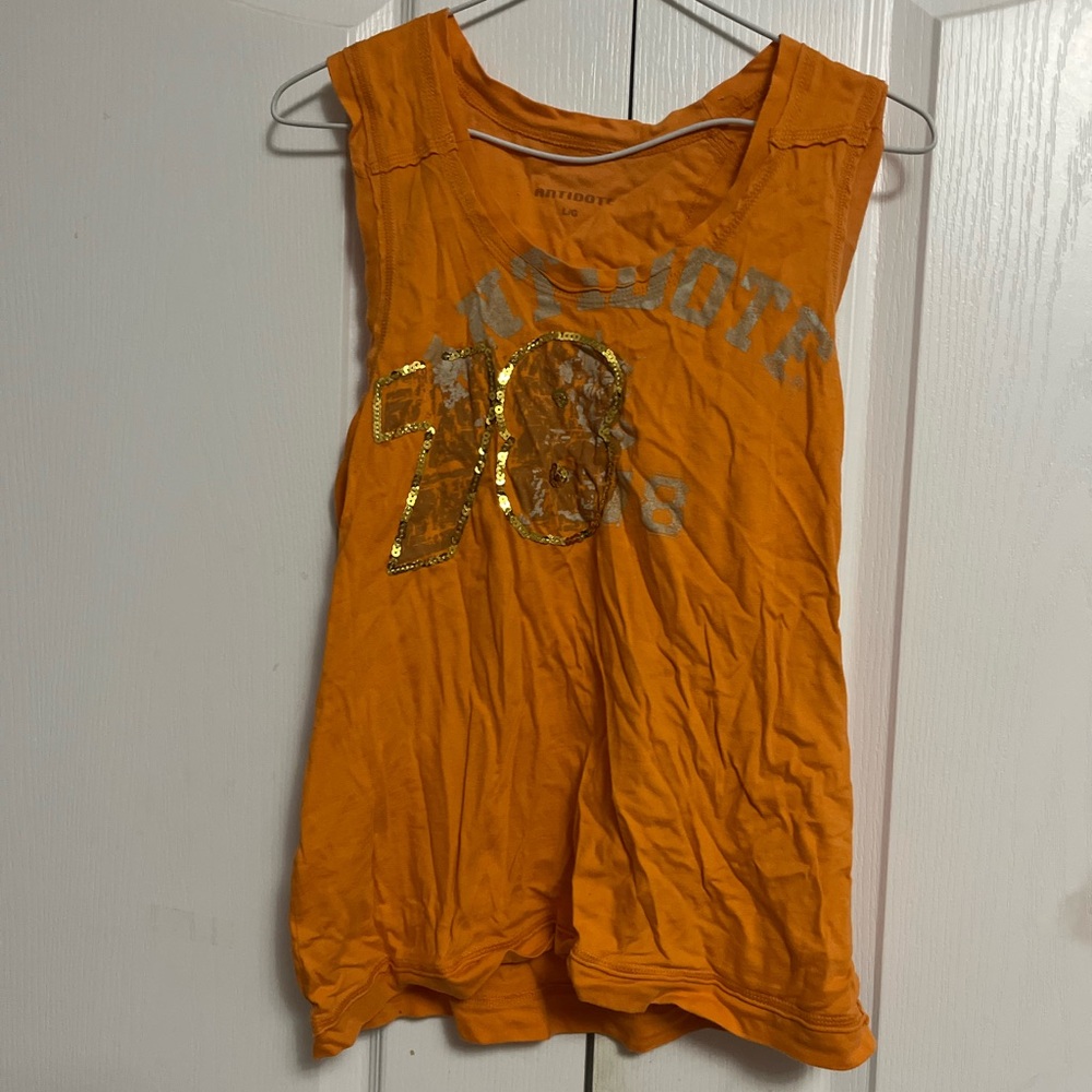 Y2K Sequin Graphic Tank Top (Orange)